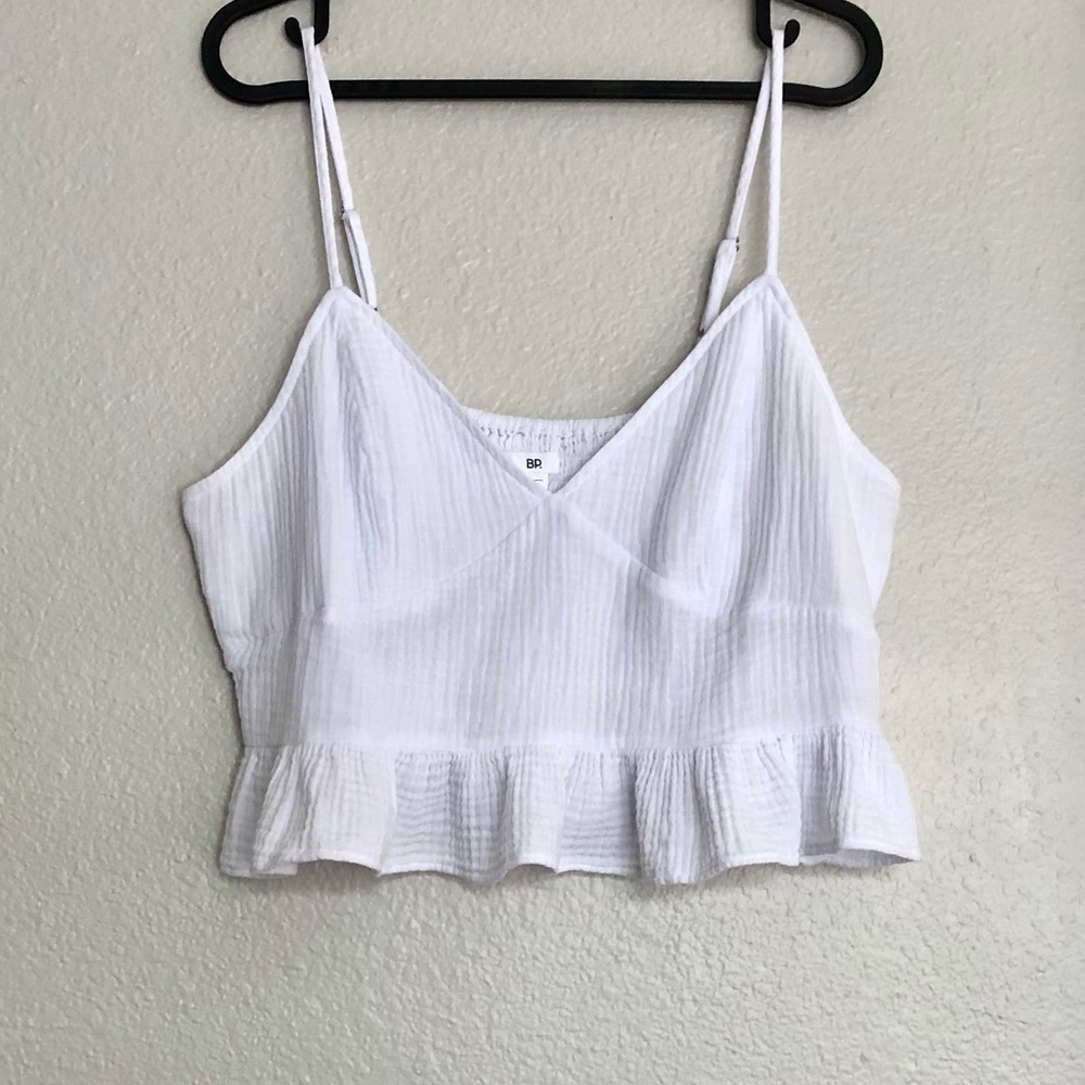 BP. Northstrom White Ruffled Camisole Crop Top